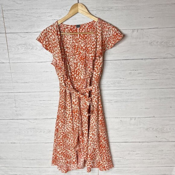 We the Free Mini Dress Womens Size S/P Orange French Quarter Leopard Wrap Girly - Picture 1 of 15